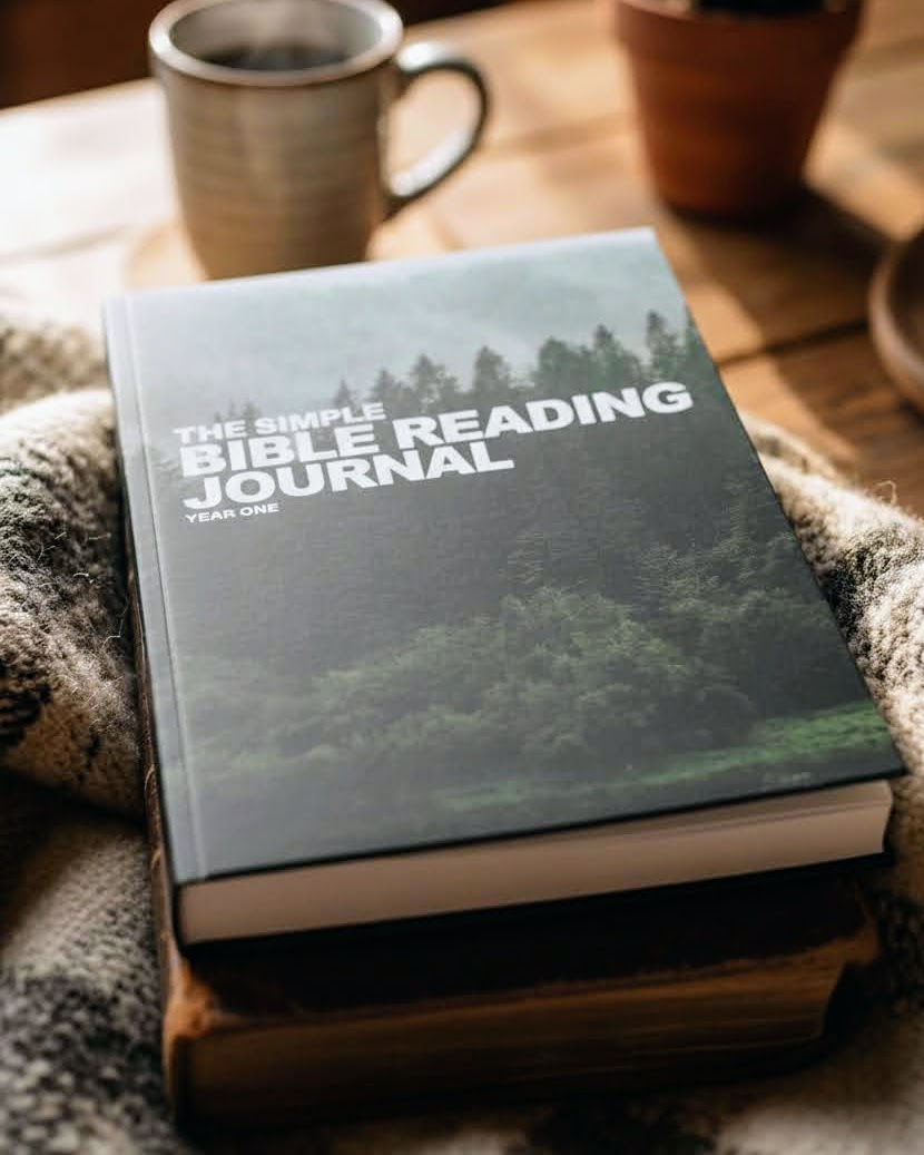 The Simple Bible Reading Journal Year One - A 365-day Bible reading plan journal with forest cover design